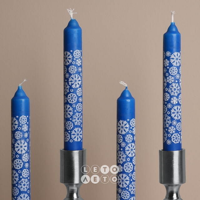 Новогодние свечи Christmas Dinner - Снежинки 15 см, 4 шт Омский Свечной
