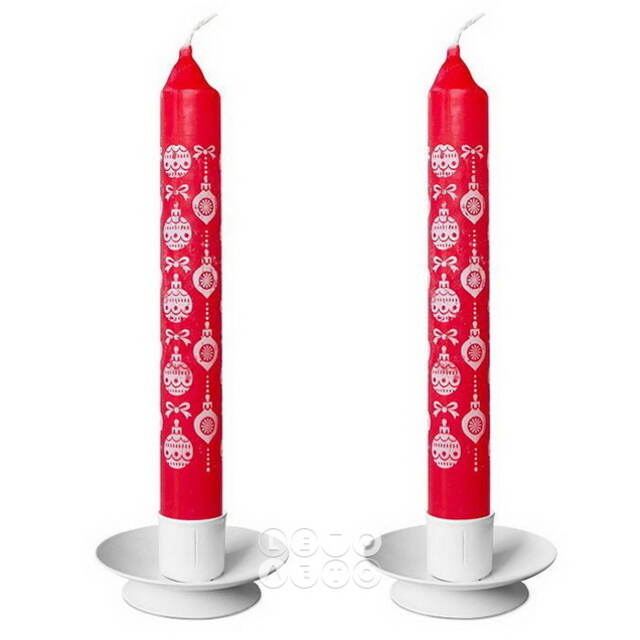 Новогодние свечи Christmas Dinner - Игрушки 21 см красные, 4 шт Омский Свечной