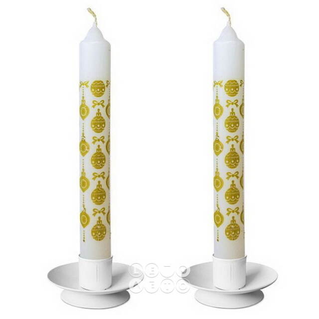 Новогодние свечи Christmas Dinner - Игрушки 21 см белые, 4 шт Омский Свечной
