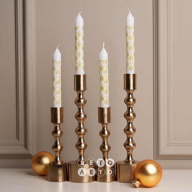Новогодние свечи Christmas Dinner - Игрушки 21 см белые, 4 шт Омский Свечной