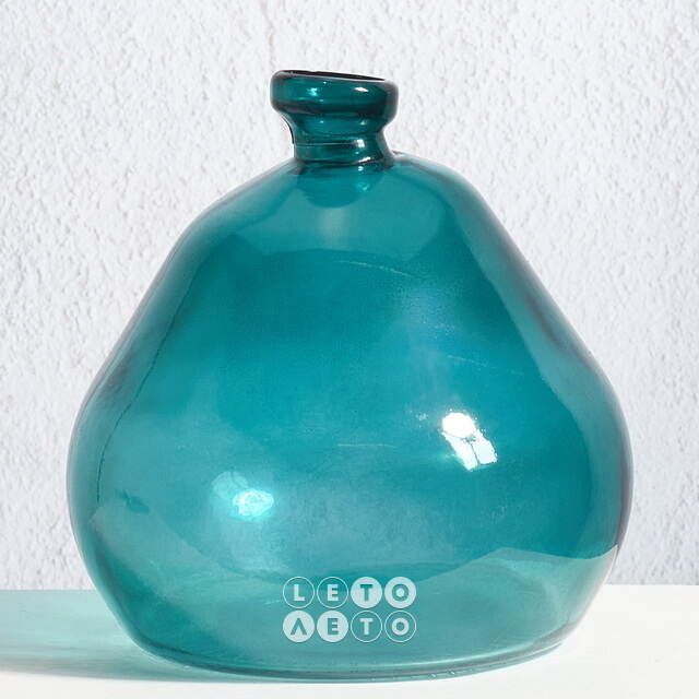 Стеклянная ваза Адажио 17 см бирюзовая Koopman (Купман)