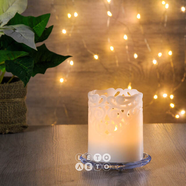 Восковая LED свеча на батарейках Клара 10*8 см белая Star Trading