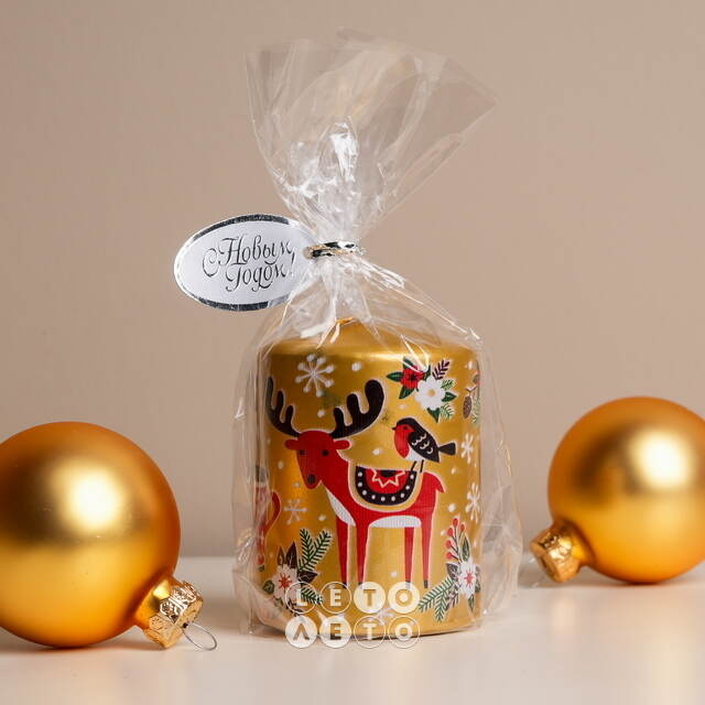 Новогодняя свеча Golden Fairytale 8 см Омский Свечной