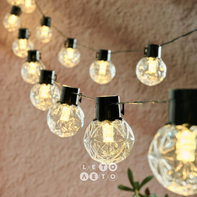 Гирлянда из лампочек Vespertine 6 м, 20 теплых белых LED ламп, черный ПВХ, IP44 Winter Deco