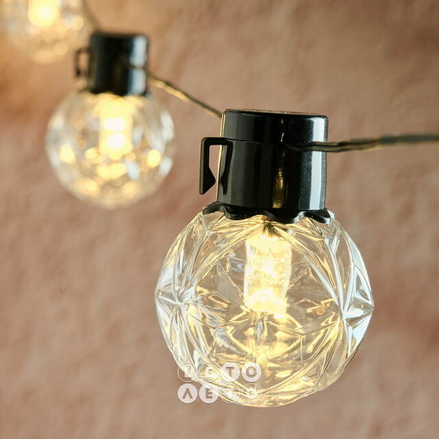 Гирлянда из лампочек Vespertine 6 м, 20 теплых белых LED ламп, черный ПВХ, IP44 Winter Deco