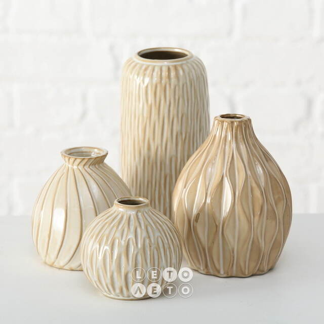 Фарфоровые вазы для цветов Creamy Pearl 9-19 см, 4 шт Boltze