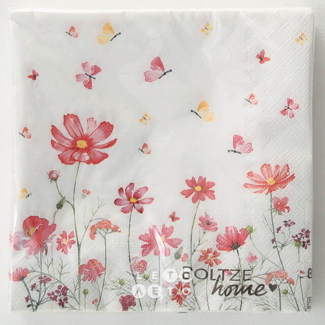 Бумажные салфетки Cosmea and Butterflies 17*17 см, 20 шт Boltze