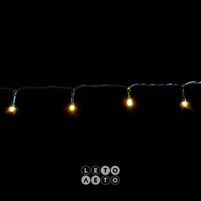 Светодиодная гирлянда Luca на батарейках 7.2 м, 96 экстра теплых белых LED ламп, зеленый ПВХ, таймер, IP44 Edelman