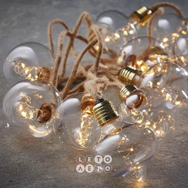 Ретро гирлянда Риверголд, 10 ламп, теплые белые LED, 3.15 м, IP20 Edelman