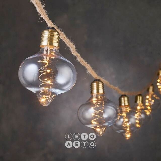 Ретро гирлянда Риверголд, 10 ламп, теплые белые LED, 3.15 м, IP20 Edelman