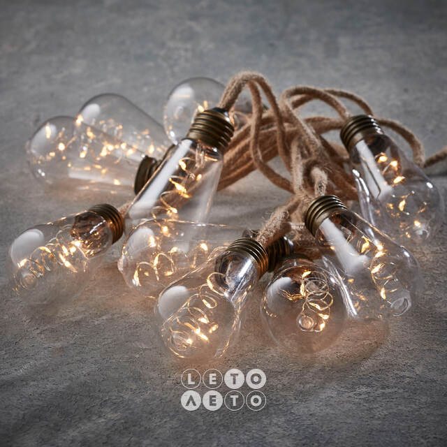 Ретро гирлянда Кроненберг, 10 ламп, теплые белые LED, 3.15 м, IP20 Edelman