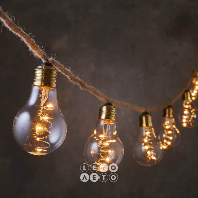 Ретро гирлянда Голденсайд, 10 ламп, теплые белые LED, 3.15 м, IP20 Edelman