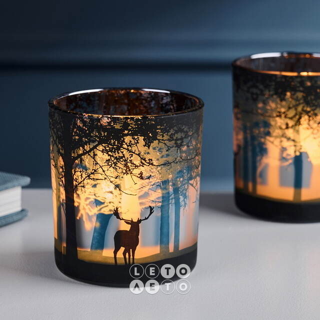 Подсвечник стакан Christmas Fortuna 8 см, стекло EDG (ЭДГ)