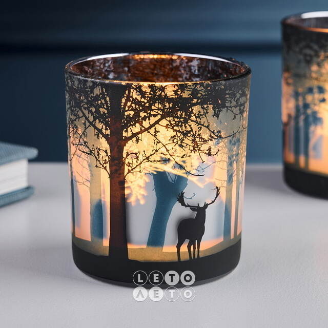 Подсвечник стакан Christmas Fortuna 8 см, стекло EDG (ЭДГ)