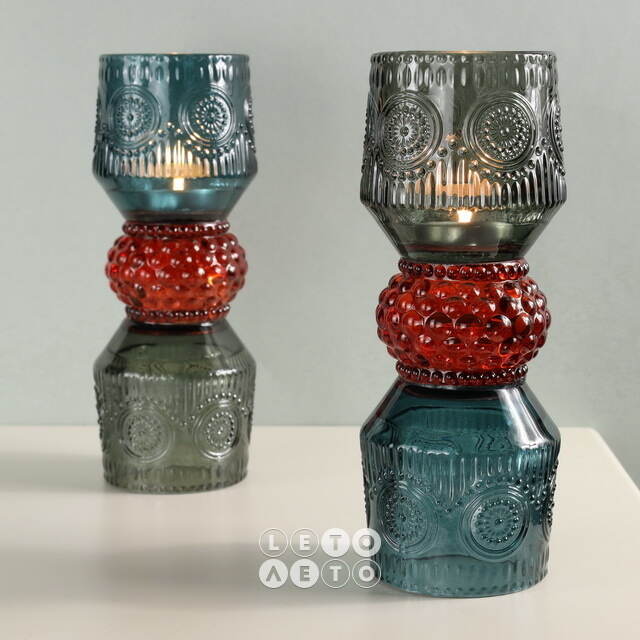 Стеклянный подсвечник Roncella 20 см, двусторонний EDG