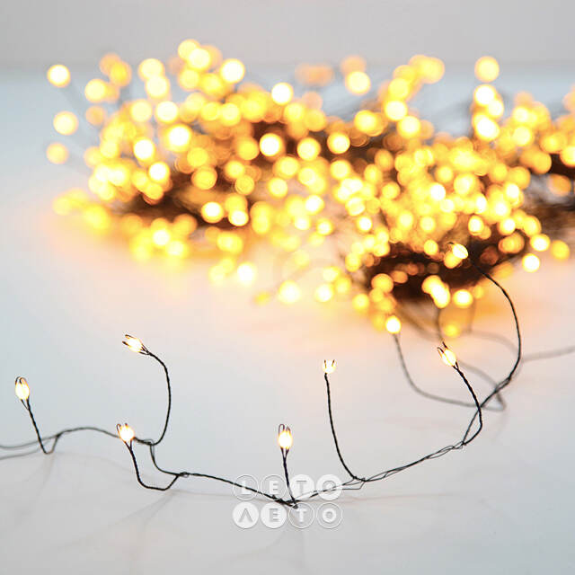 Светодиодная гирлянда Роса Luca Snake 10 м, 400 экстра теплых белых LED ламп, черная проволока, IP44 Edelman