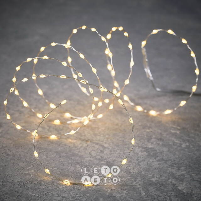 Светодиодная гирлянда на батарейках Роса Luca Extra Lights 1.4 м, 90 экстра теплых белых LED ламп, серебряная проволока, таймер, IP20 Edelman