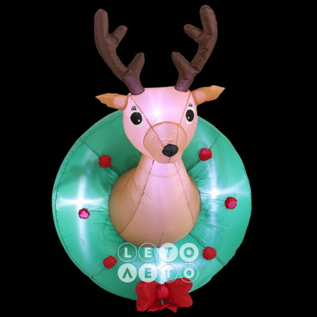 Подвесная надувная фигура Венок с Оленем - Christmas is coming 128 см с LED подсветкой, IP44 Edelman