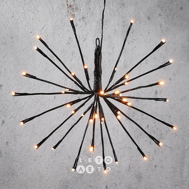 Светодиодное украшение Firework Black 30 см, 42 экстра теплых белых LED ламп, IP44 Edelman