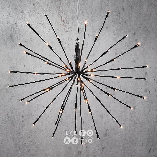 Светодиодное украшение Firework Black 45 см, 72 экстра теплых белых LED ламп, IP44 Edelman