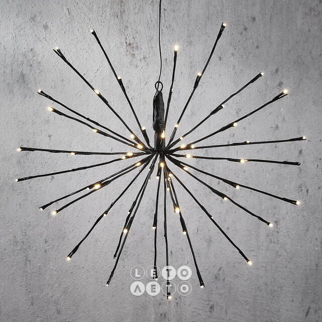 Светодиодное украшение Firework Black 45 см, 72 теплых белых LED ламп, IP44 Edelman