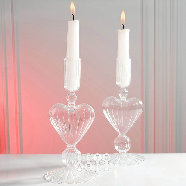 Стеклянный подсвечник Сердце - Cuore Cristallo 20 см Edelman (Эдельман)