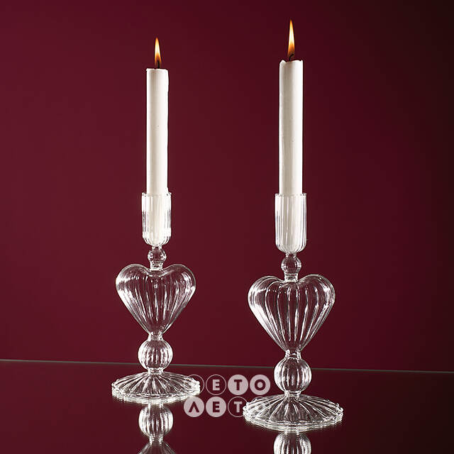 Стеклянный подсвечник Cuore Cristallo 20 см Edelman