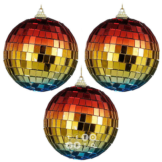 Набор елочных украшений Зеркальный Диско-шар Rainbow Blue 8 см, 3 шт Winter Deco