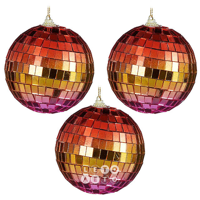 Набор елочных украшений Зеркальный Диско-шар Rainbow Pink 8 см, 3 шт Winter Deco