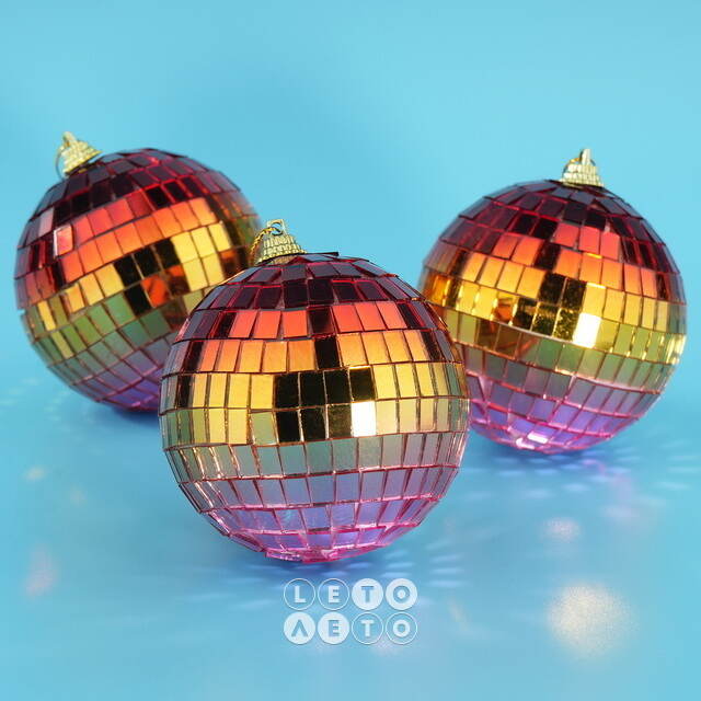 Набор елочных украшений Зеркальный Диско-шар Rainbow Pink 8 см, 3 шт Winter Deco