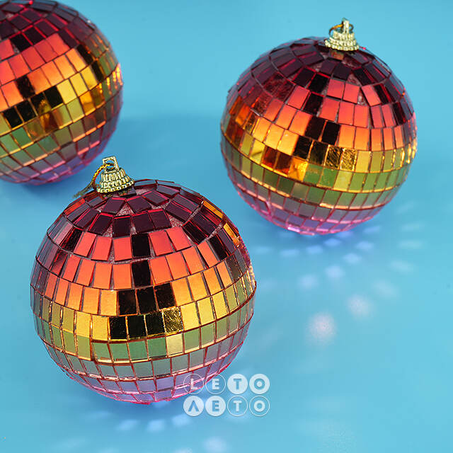 Набор елочных украшений Зеркальный Диско-шар Rainbow Pink 8 см, 3 шт Winter Deco
