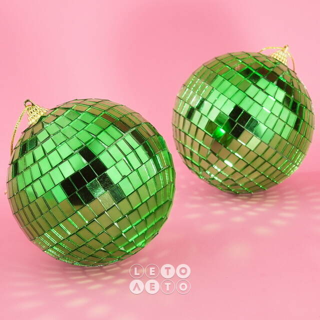 Набор елочных украшений Зеркальный Диско-шар Green 10 см, 2 шт Winter Deco