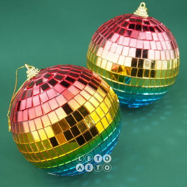 Набор елочных украшений Зеркальный Диско-шар Rainbow Blue 10 см, 2 шт Winter Deco