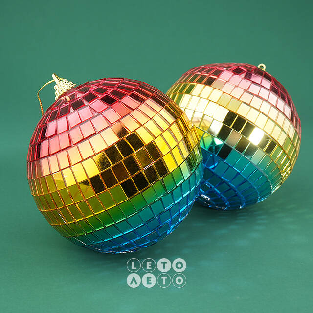 Набор елочных украшений Зеркальный Диско-шар Rainbow Blue 10 см, 2 шт Winter Deco