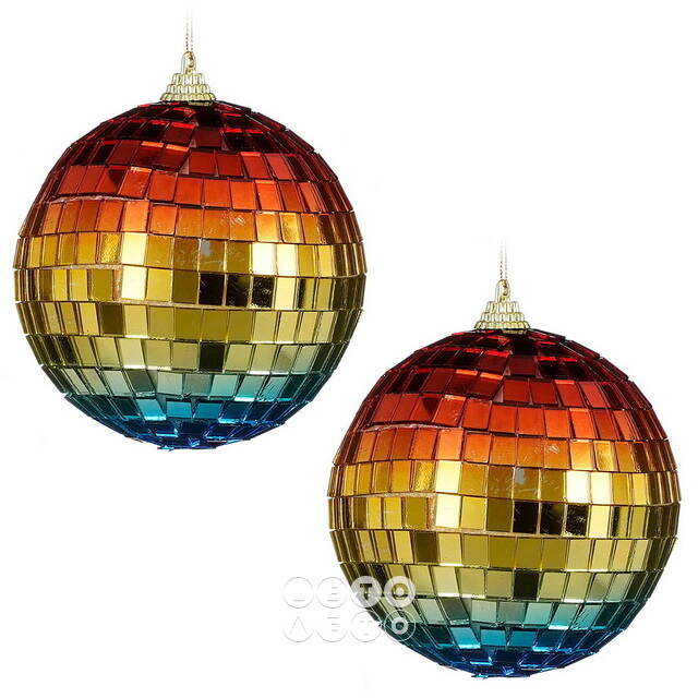 Набор елочных украшений Зеркальный Диско-шар Rainbow Blue 10 см, 2 шт Winter Deco