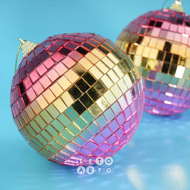 Набор елочных украшений Зеркальный Диско-шар Rainbow Pink 10 см, 2 шт Winter Deco