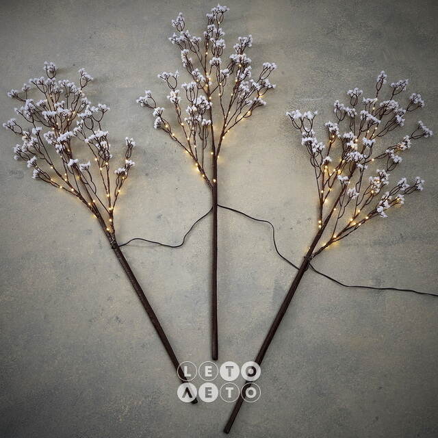 Набор светящихся веток Arbre a Fleurs 100 см белые, 45 теплых белых LED ламп, 3 шт, IP44 Edelman