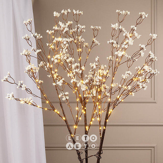 Набор светящихся веток Arbre a Fleurs 100 см белые, 45 теплых белых LED ламп, 3 шт, IP44 Edelman