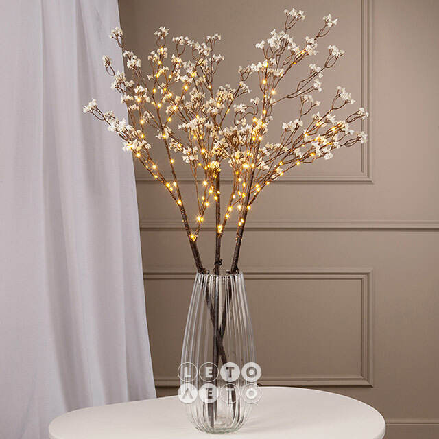 Набор светящихся веток Arbre a Fleurs 100 см белые, 45 теплых белых LED ламп, 3 шт, IP44 Edelman