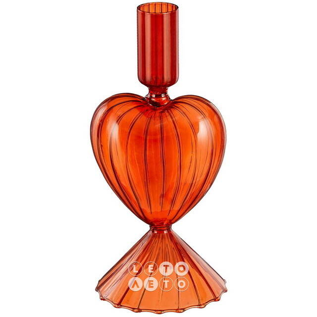 Стеклянный подсвечник Сердце - Orange Flame 20 см Edelman (Эдельман)