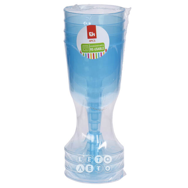 Пластиковые бокалы для вина Кристи 160 мл голубые, 4 шт Koopman