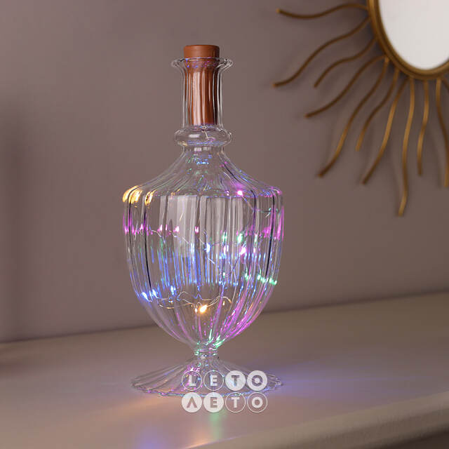 Гирлянда-пробка для бутылки Multi Lights 1 м, 10 разноцветных LED ламп, на батарейках, IP20 Serpantin