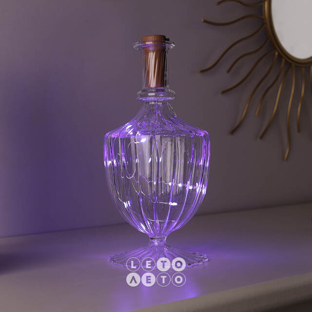 Гирлянда-пробка для бутылки Violet Lights 1 м, 10 фиолетовых LED ламп, на батарейках, IP20 Serpantin