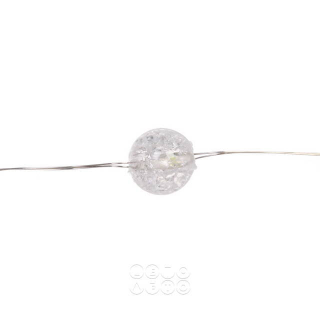 Светодиодная гирлянда на батарейках Жемчужины, 2 м, 20 теплых белых LED ламп, серебряная проволока, контроллер, IP20 Serpantin