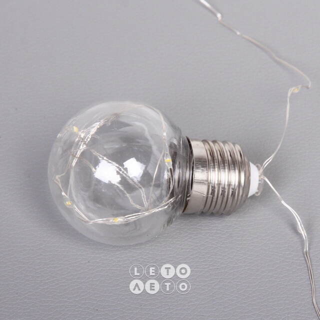 Светодиодная гирлянда на батарейках Теплый Свет, 10 ламп, теплые белые LED, серебряная проволока, контроллер, IP20 Serpantin