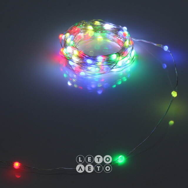 Светодиодная USB-гирлянда Роса Magnificent 20 м, 200 разноцветных RGB LED, серебряная проволока, пульт управления, таймер, IP20 Serpantin
