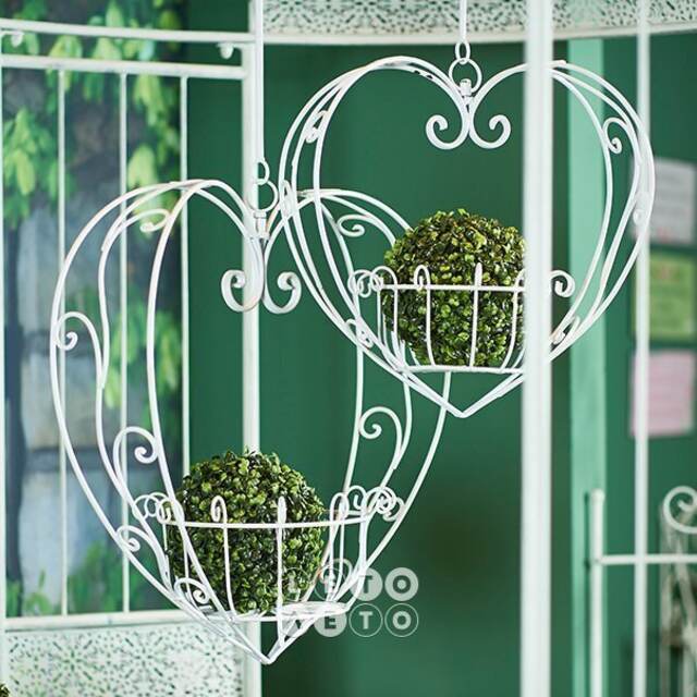 Подвесное кашпо-корзина Blancarde Cuore 39*39 см белое, металл Boltze