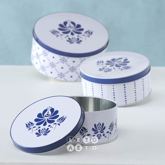 Набор металлических банок для хранения Royal Delft 14-20 см, 3 шт Boltze