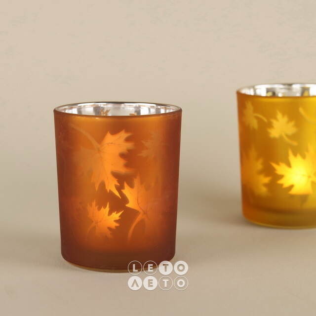 Стеклянный подсвечник Maple Joy 8 см охровый Boltze