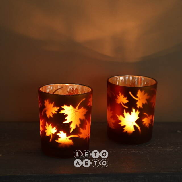 Стеклянный подсвечник Maple Joy 8 см охровый Boltze